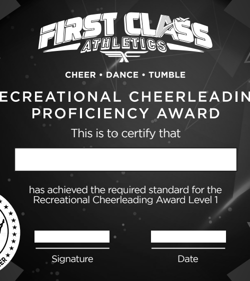 FCA Recreational Cheer Grading Certificate